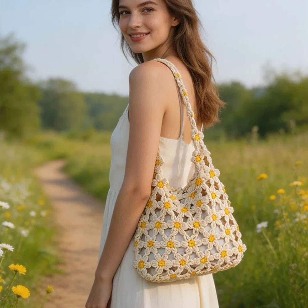 Large Capacity Crochet Floral Tote Eco-Friendly Cotton Hollow-Out Texture Hand-Knitted Hobo Bag Vibrant Multi-Color
Large Capacity Crochet Floral Tote Eco-Friendly Cotton Hollow-Out Texture Hand-Knitted Hobo Bag Vibrant Multi-Color
