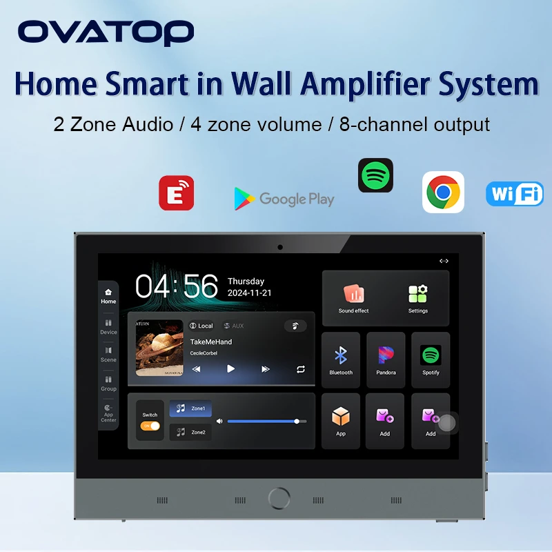 Home 7 inch touch screen Android 11 system 2 zone audio in wall amplifier built-in ZIGBEE gateway TUYA Smart music control panel
Home 7 inch touch screen Android 11 system 2 zone audio in wall amplifier built-in ZIGBEE gateway TUYA Smart music control panel