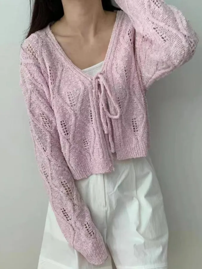Korean Sle Hollow Diamond id Belted Knitted Cardigan Women's Spring Sweet Anti-Aging Loose Versatile ort Top
Korean Sle Hollow Diamond id Belted Knitted Cardigan Women's Spring Sweet Anti-Aging Loose Versatile ort Top