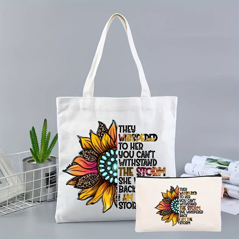 Sunflower Pattern Tote Bags for Women Canvas Large Capacity Shoulder Handbags Reusable Zipper Cosmetic Bag Porch Female Purse
Sunflower Pattern Tote Bags for Women Canvas Large Capacity Shoulder Handbags Reusable Zipper Cosmetic Bag Porch Female Purse