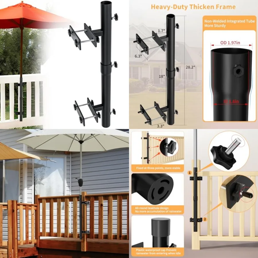 Heavy-Duty Patio Umbrella Holder for Deck Railing - Stainless Steel Windproof Outdoor Patio Umbrella Base and Mount Brackets At
Heavy-Duty Patio Umbrella Holder for Deck Railing - Stainless Steel Windproof Outdoor Patio Umbrella Base and Mount Brackets At