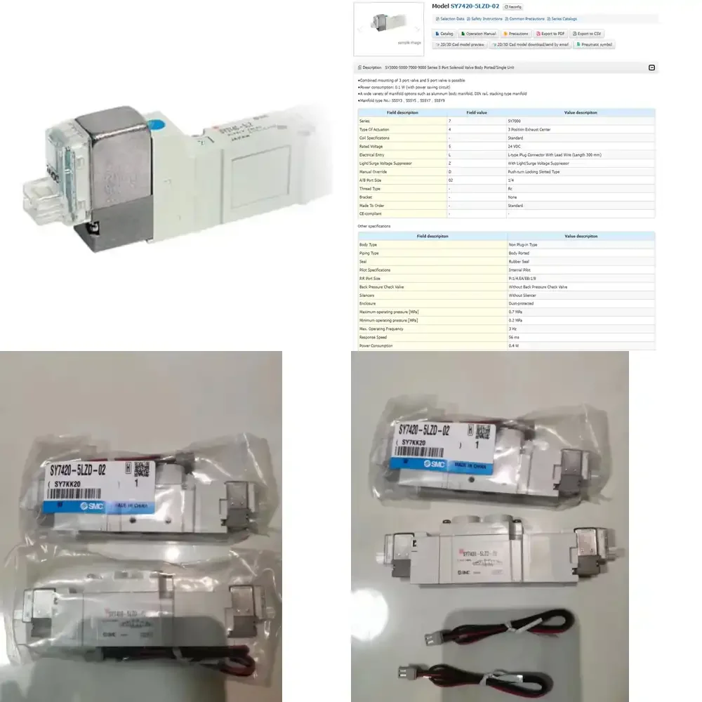 SMC Original SY7420-5LZD-02 New Pneumatic Solenoid Valve Automation Controller Accessories Farm Restaurant Industries Working
SMC Original SY7420-5LZD-02 New Pneumatic Solenoid Valve Automation Controller Accessories Farm Restaurant Industries Working