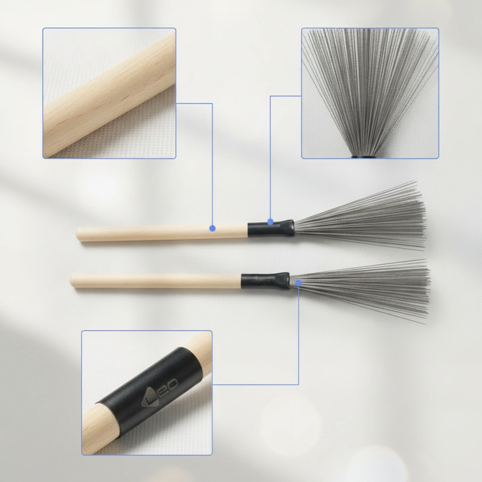 Drum Brushes Full Sounding Drum Brushes with Wood Handle Wire Brush with Wooden Grip Medium Gauge Percussion Soft-Touch
Drum Brushes Full Sounding Drum Brushes with Wood Handle Wire Brush with Wooden Grip Medium Gauge Percussion Soft-Touch