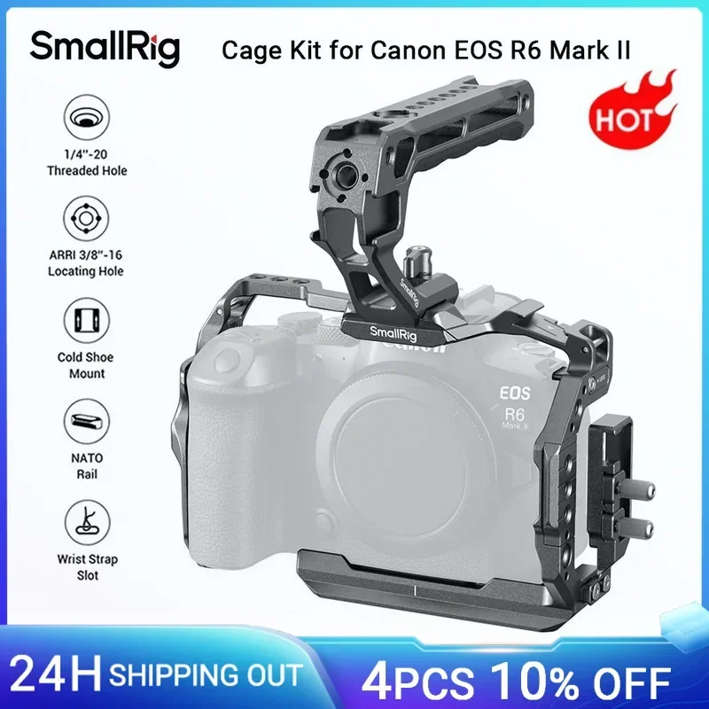SmallRig R6 Mark II Camera Cage Kit for Canon EOS R6 Mark II with Top Handle Cable Clamp Arca-Swiss Quick Release Plate -5197
SmallRig R6 Mark II Camera Cage Kit for Canon EOS R6 Mark II with Top Handle Cable Clamp Arca-Swiss Quick Release Plate -5197
