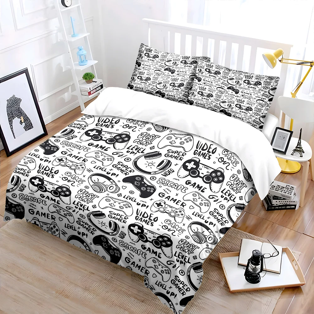 Video game doodle pattern Bedding Set for Kids Luxury Gift 3pcs Digital Print Comforter Set Soft Comfortable Breathable
Video game doodle pattern Bedding Set for Kids Luxury Gift 3pcs Digital Print Comforter Set Soft Comfortable Breathable