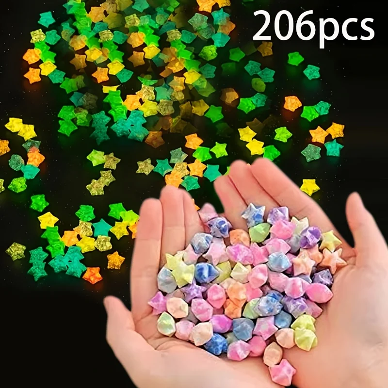 206Pcs handmade DIY luminous star origami, lucky star decorative strip, 12-color handmade colored paper, DIY long strip origami, 12 constellation double-sided streamers, exercise hands-on ability, suitable for birthday/Christmas and other decorations
206Pcs handmade DIY luminous star origami, lucky star decorative strip, 12-color handmade colored paper, DIY long strip origami, 12 constellation double-sided streamers, exercise hands-on ability, suitable for birthday/Christmas and other decorations