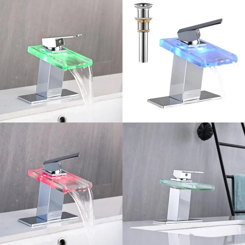 Chrome Waterfall Single Hole Handle Bathroom Sink Faucet with Metal Pop-Up Drain and 2 Supply Lines, Open Glass Spout
Chrome Waterfall Single Hole Handle Bathroom Sink Faucet with Metal Pop-Up Drain and 2 Supply Lines, Open Glass Spout