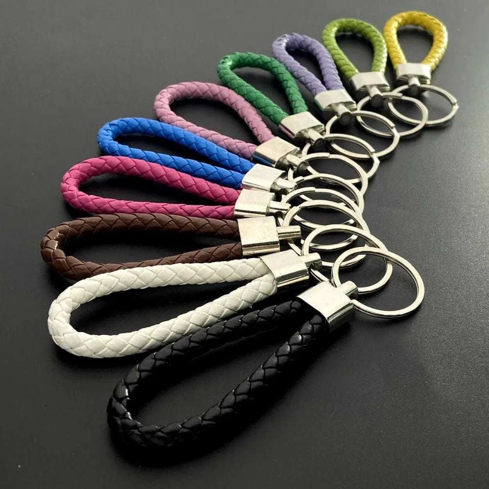 New Style Multi-Color Woven Leather Keychain For Couples Creative Matching His Hers Keyrings Durable Metal Rope Accessory
New Style Multi-Color Woven Leather Keychain For Couples Creative Matching His Hers Keyrings Durable Metal Rope Accessory