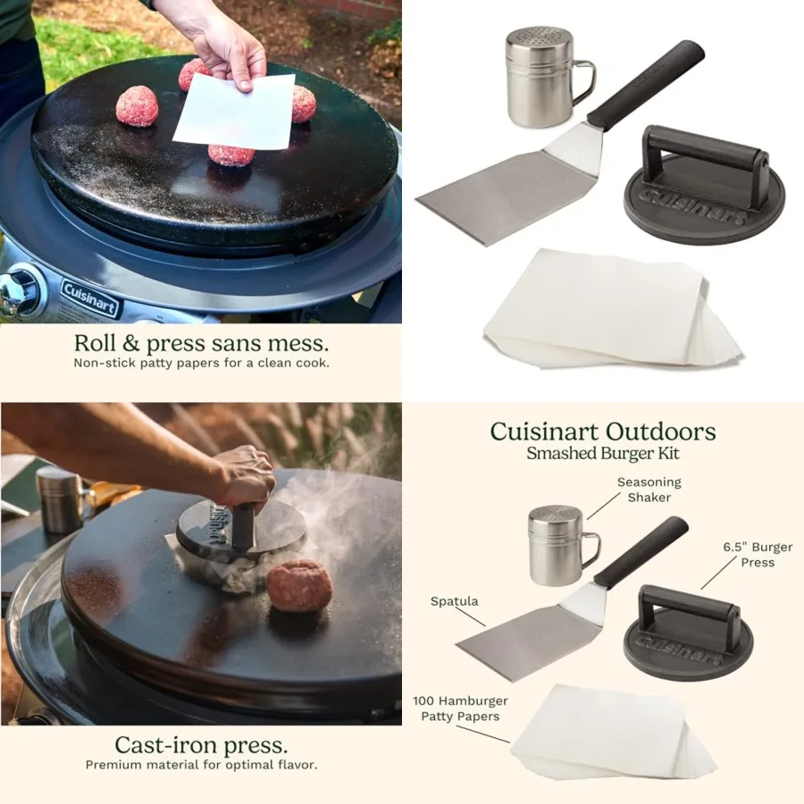 Smash Burger Kit, Press, Spatula, Seasoning Shaker and Patty Papers for Perfect Cookouts, Barbecues and Tailgates
Smash Burger Kit, Press, Spatula, Seasoning Shaker and Patty Papers for Perfect Cookouts, Barbecues and Tailgates