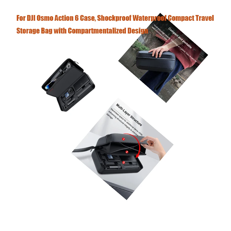 For DJI Osmo Action 6 Case, Shockproof Waterproof Compact Travel Storage Bag with Compartmentalized Design
For DJI Osmo Action 6 Case, Shockproof Waterproof Compact Travel Storage Bag with Compartmentalized Design