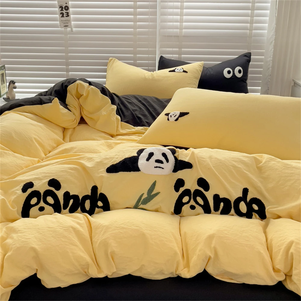 Bed Linen Bedding Sets Cartoon Panda Embroidery Four Piece Set Bedroom Decor Soft Duvet Cover Pillowcase Bedspread Bed Cover Set
Bed Linen Bedding Sets Cartoon Panda Embroidery Four Piece Set Bedroom Decor Soft Duvet Cover Pillowcase Bedspread Bed Cover Set