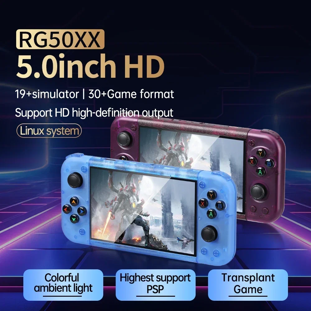 RG50XX портативная игровая консоль в стиле ретро, 5-дюймовый дисплей, 128G, 20000 + видеоигры, LINUX, 3D джойстик для GBC GBA PSP 19 + симулятор
RG50XX портативная игровая консоль в стиле ретро, 5-дюймовый дисплей, 128G, 20000 + видеоигры, LINUX, 3D джойстик для GBC GBA PSP 19 + симулятор