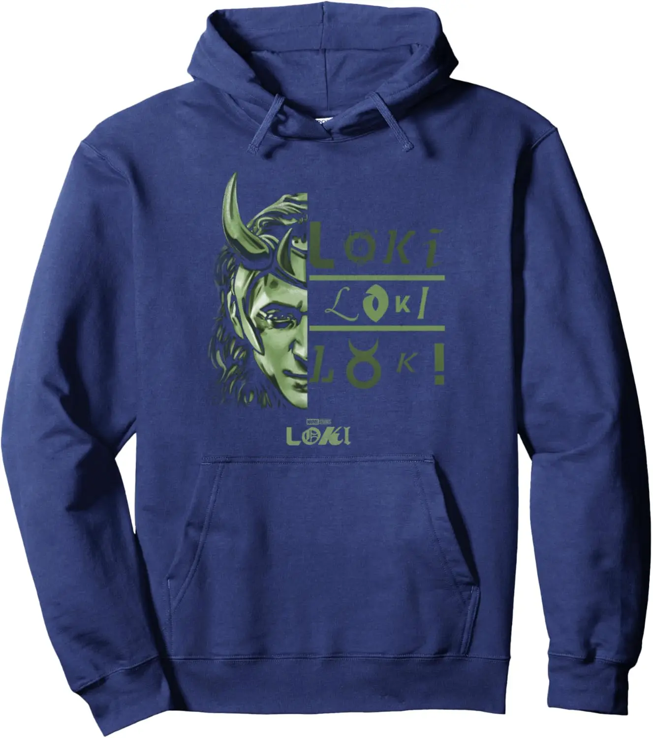Marvel Loki Split Face Loki Logo Stack Pullover Hoodie
Marvel Loki Split Face Loki Logo Stack Pullover Hoodie