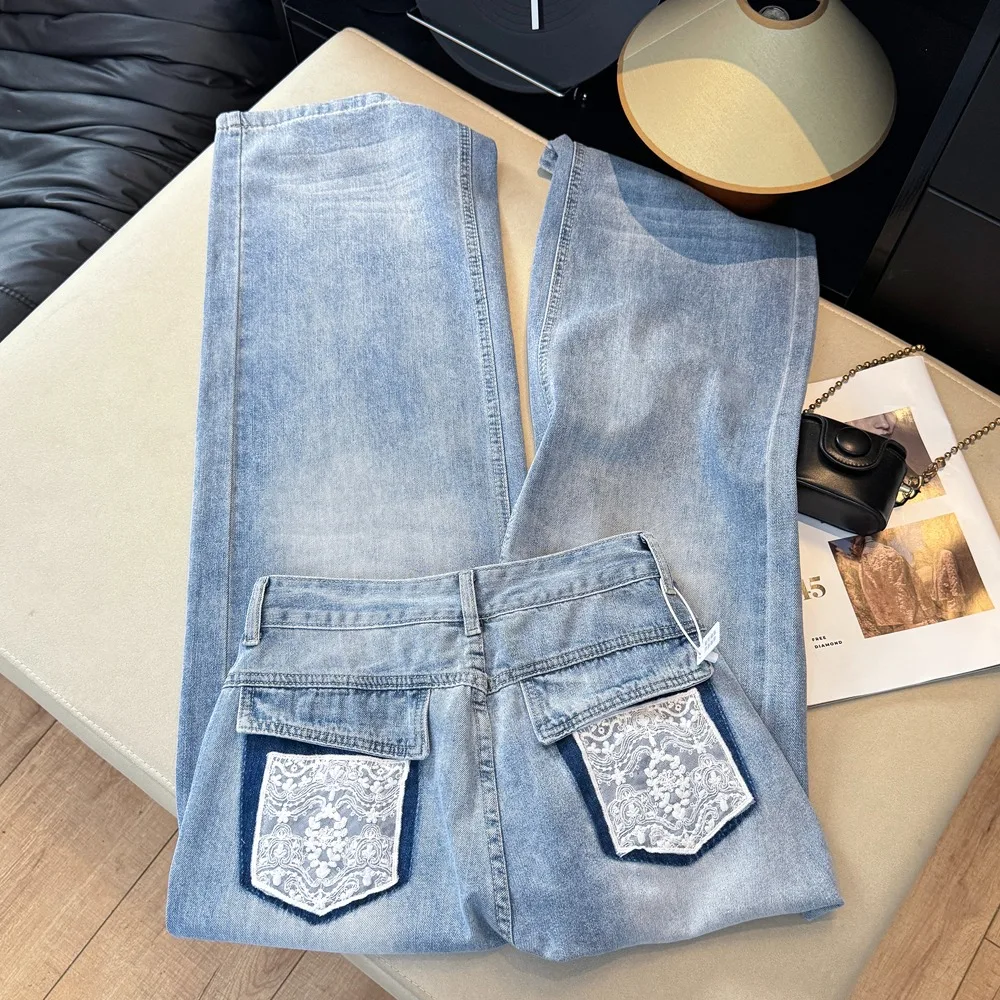 Korean Style Lace Splice Design High Waist Wide Leg Pants Women's Summer Straight Cut Jeans Loose Fit Long Trousers
Korean Style Lace Splice Design High Waist Wide Leg Pants Women's Summer Straight Cut Jeans Loose Fit Long Trousers