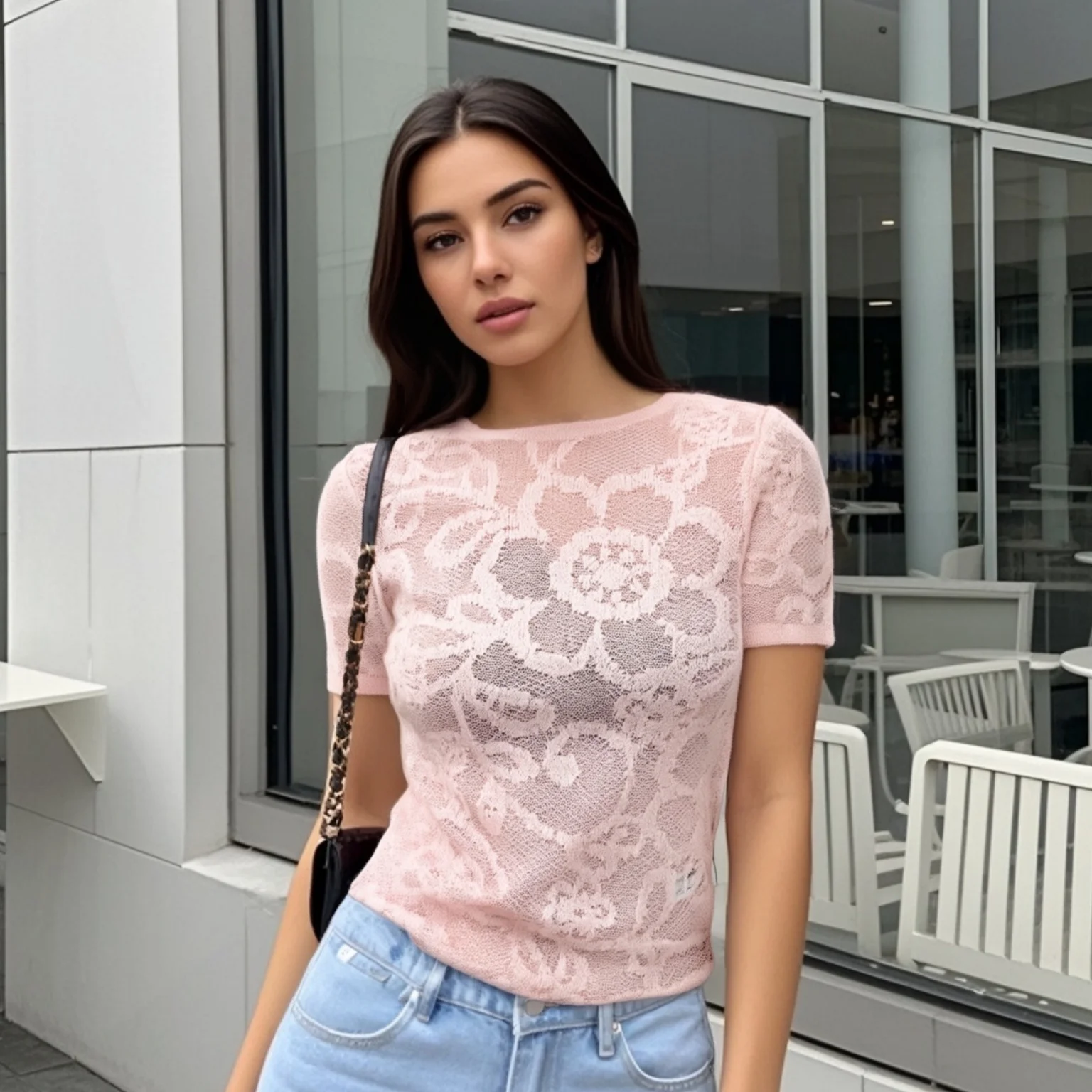 2025 Womens ShortSleeved Round Neck Top with Exquisite Lace Pattern Perfect for Pairing with Jeans or Skirts in Daily Life
2025 Womens ShortSleeved Round Neck Top with Exquisite Lace Pattern Perfect for Pairing with Jeans or Skirts in Daily Life