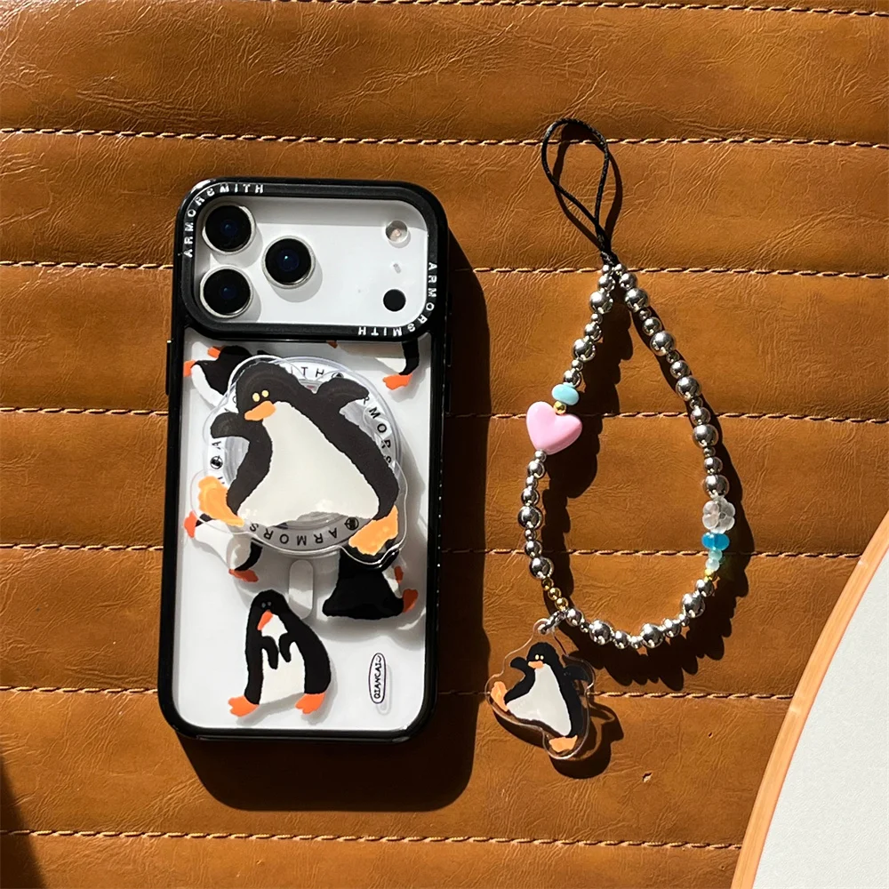 Korea INS Cute Penguin With Magsafe Stand Phone Case For iPhone 17 Pro Max 16 15 14 Pro 13 12 11 Cover with Chain Cartoon Fundas
Korea INS Cute Penguin With Magsafe Stand Phone Case For iPhone 17 Pro Max 16 15 14 Pro 13 12 11 Cover with Chain Cartoon Fundas