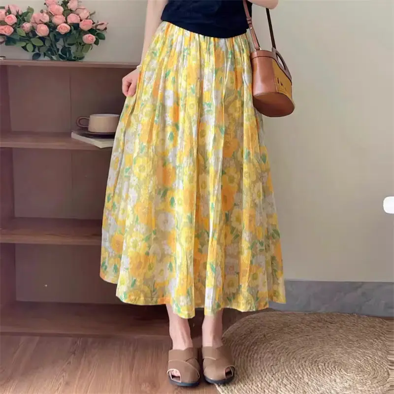 Artistic Retro Printed Cotton And Linen Skirt Summer 2024 Chinese Style Elastic Waistband Mid Length A-Line Skirt Women K1430
Artistic Retro Printed Cotton And Linen Skirt Summer 2024 Chinese Style Elastic Waistband Mid Length A-Line Skirt Women K1430