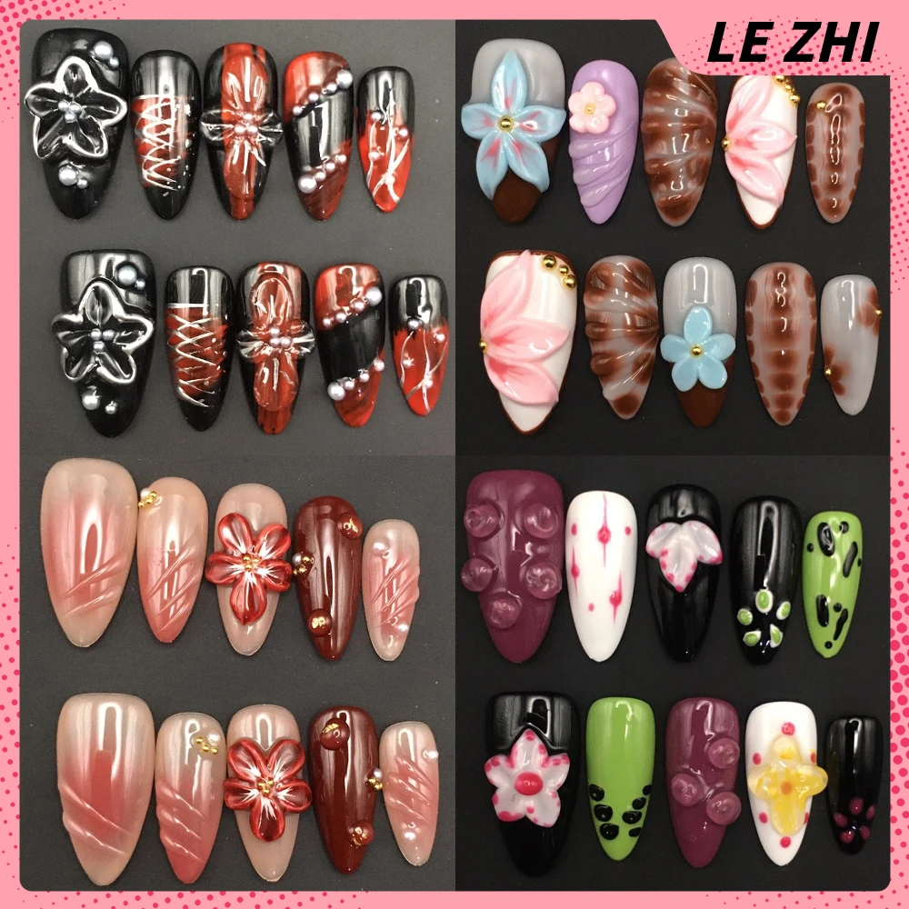 10Pcs Spice Girl 3D Flowers Handmade Almond Wearable Press On Nails Diamond Pearl Bowknot Water Drop French Full Cover Nail Gift
10Pcs Spice Girl 3D Flowers Handmade Almond Wearable Press On Nails Diamond Pearl Bowknot Water Drop French Full Cover Nail Gift