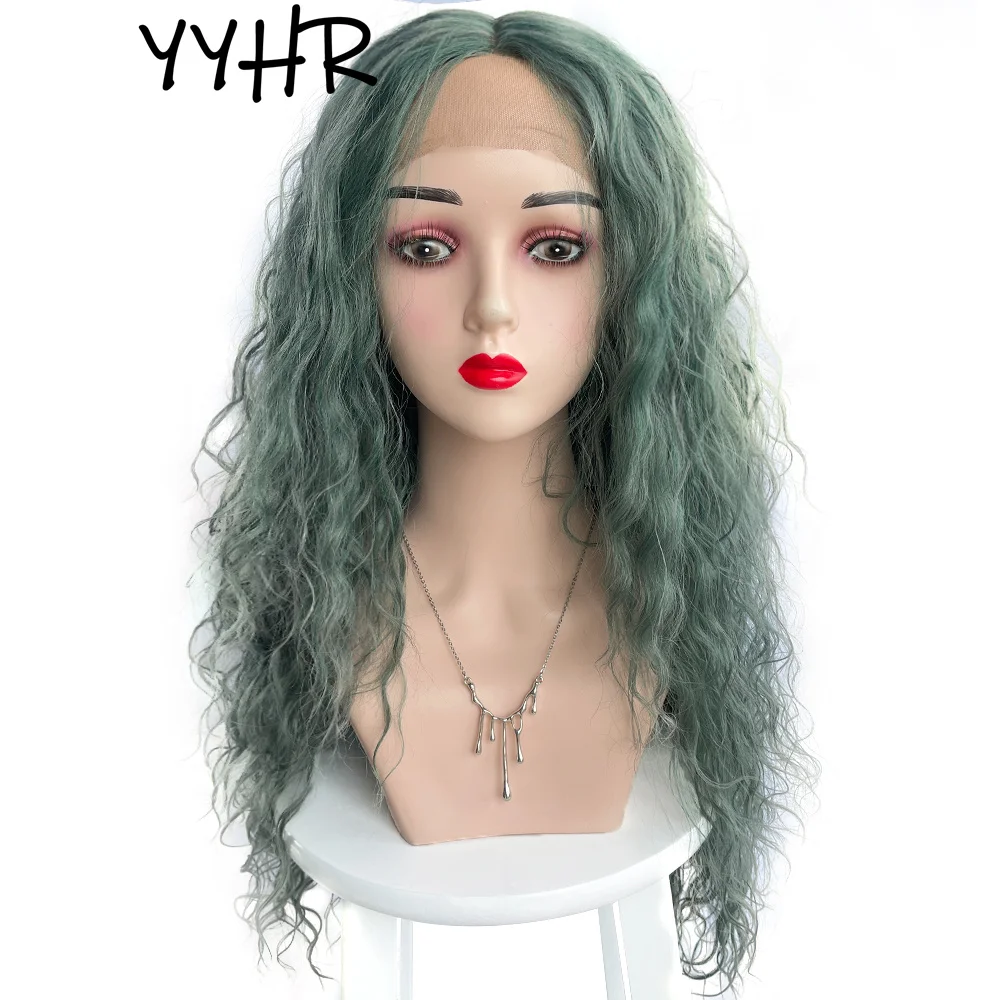 Cosplay Women Synthetic T Part Lace Wig for Female Green Color Natural Water Wave Long Curly 13X1 4X1 Lace Women's Hair Wigs
Cosplay Women Synthetic T Part Lace Wig for Female Green Color Natural Water Wave Long Curly 13X1 4X1 Lace Women's Hair Wigs