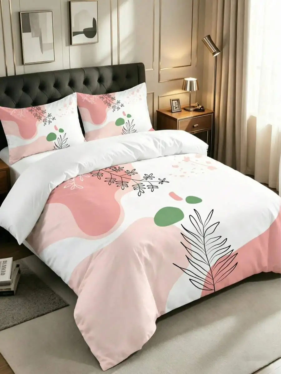 3Pcs Boho Pink & Green Abstract Leaf Print Duvet Cover Set ,Pillow Cover Pattern Is Random ,Duvet Cover Set (1 Duvet Cover + 2 P
3Pcs Boho Pink & Green Abstract Leaf Print Duvet Cover Set ,Pillow Cover Pattern Is Random ,Duvet Cover Set (1 Duvet Cover + 2 P