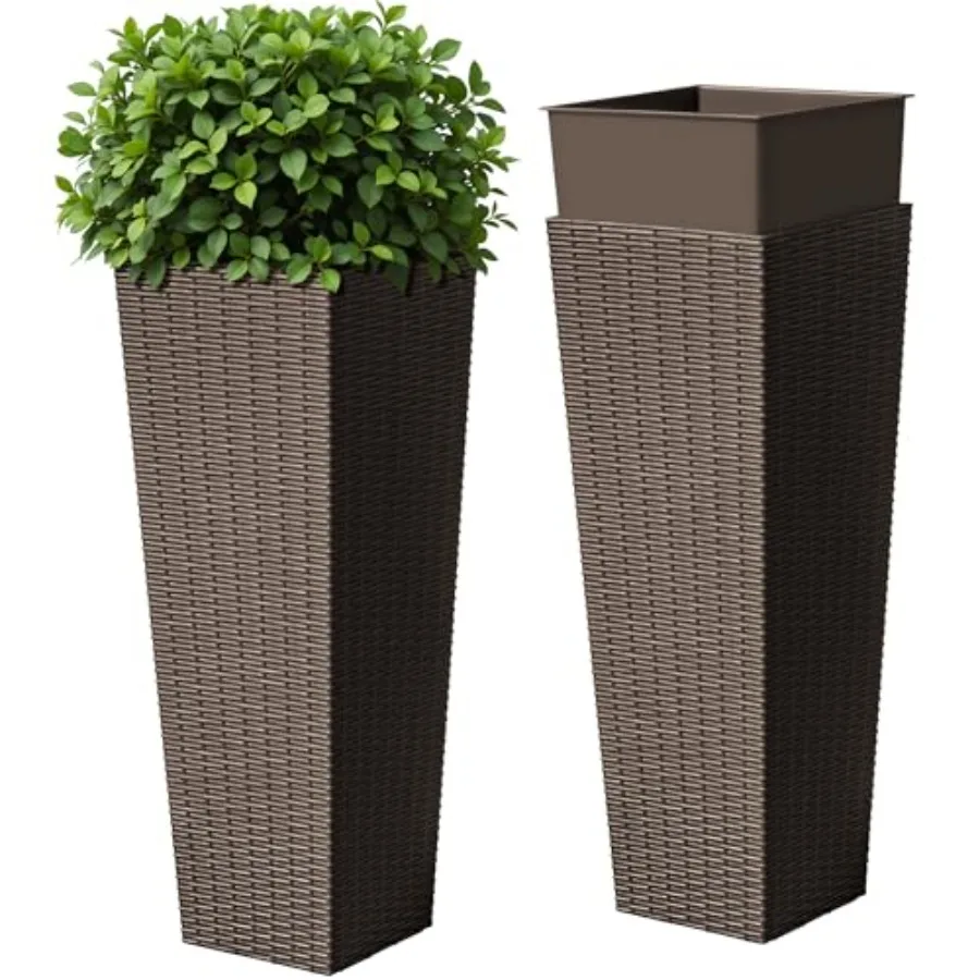 Resin Tall Planters for Outdoor Plants Set of 2 Large Taper Outdoor Planter Pots with 4 Drainage Holes Flower Pots Modern Decor
Resin Tall Planters for Outdoor Plants Set of 2 Large Taper Outdoor Planter Pots with 4 Drainage Holes Flower Pots Modern Decor