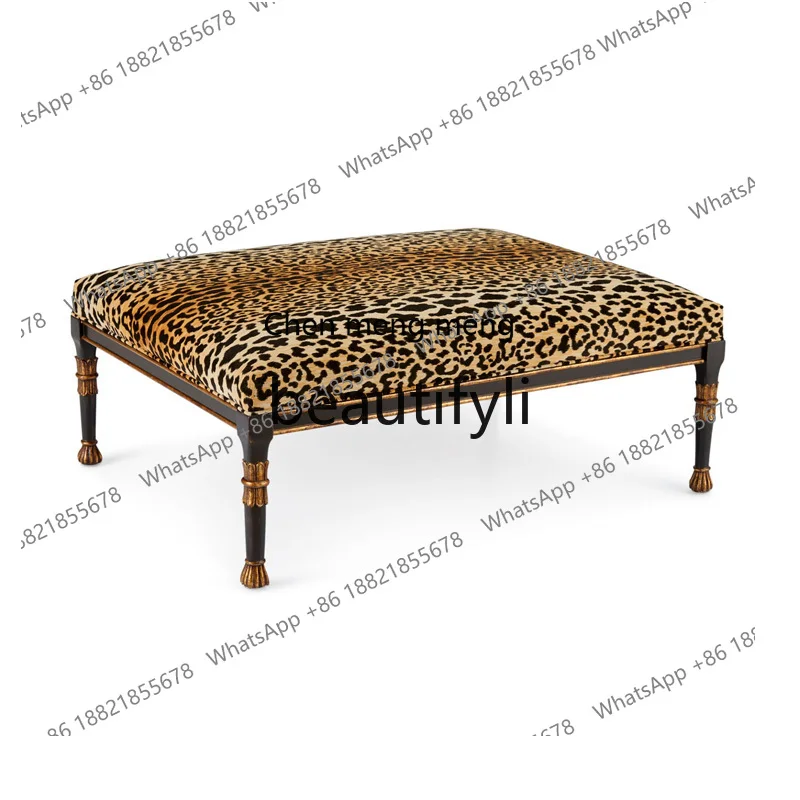 American neoclassical solid wood gold light luxury shoe change stool living room home entrance leopard print fabric shoe stool H
American neoclassical solid wood gold light luxury shoe change stool living room home entrance leopard print fabric shoe stool H