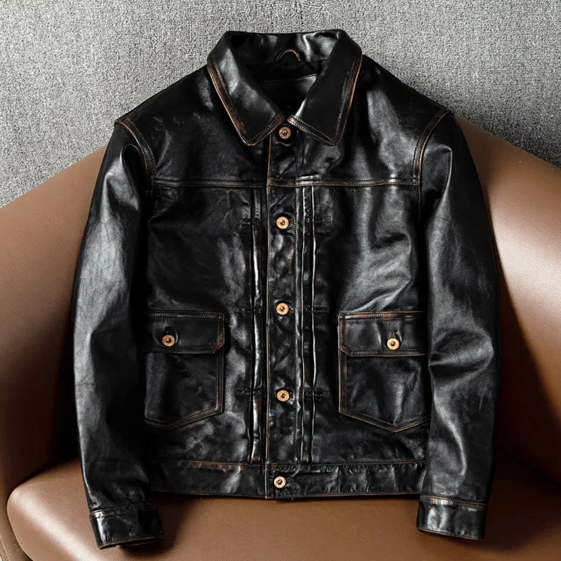 New 506 hand-polished, top layer tea core horse leather short slim men's leather jacket vintage jacket
New 506 hand-polished, top layer tea core horse leather short slim men's leather jacket vintage jacket