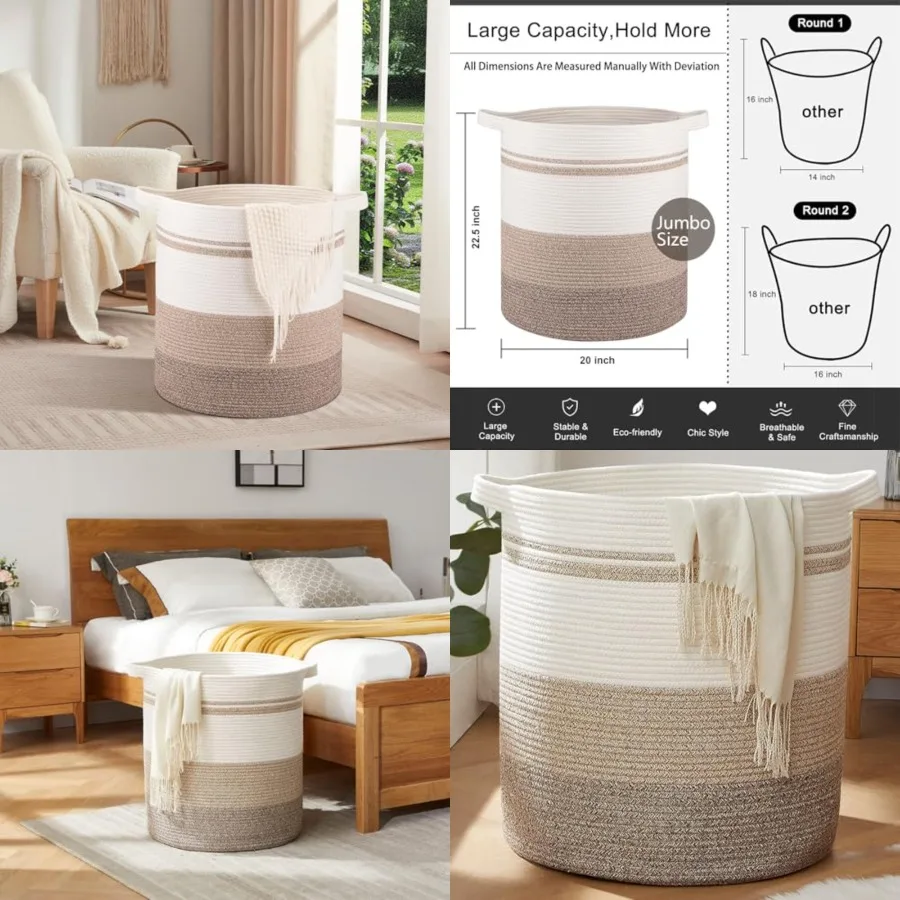 115L Laundry Baskets Hamper with Handles, Decorative Basket for Living room, Woven Storage Basket for Toys Bin, Pillows, Blanke
115L Laundry Baskets Hamper with Handles, Decorative Basket for Living room, Woven Storage Basket for Toys Bin, Pillows, Blanke