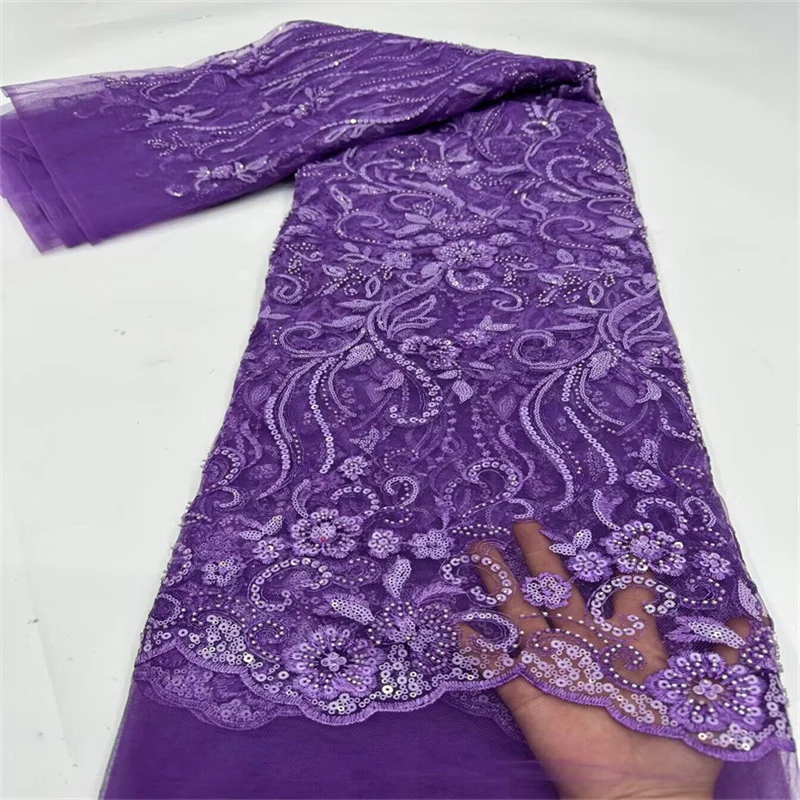 Purple Luxurious Nigerian Handmade Beads Lace Fabric High Quality Sequins Beaded Embroidery African French Lace Fabric For Dress
Purple Luxurious Nigerian Handmade Beads Lace Fabric High Quality Sequins Beaded Embroidery African French Lace Fabric For Dress