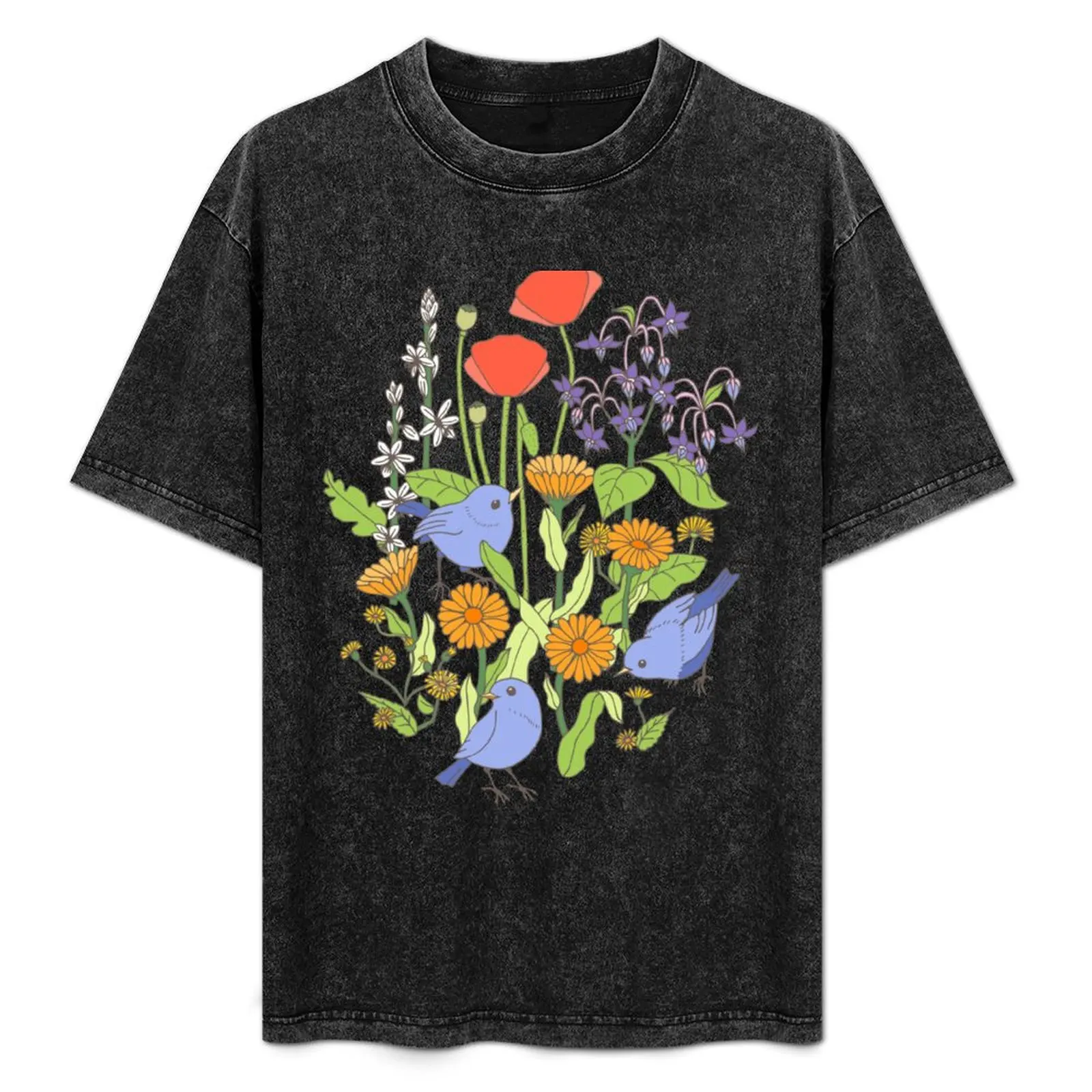 Birds and Wild Blooms T-Shirt Minimalist Plain Crew Neck T-Shirt
Birds and Wild Blooms T-Shirt Minimalist Plain Crew Neck T-Shirt