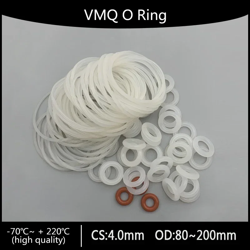 VMQ O Ring Seal Gasket Thickness CS 4mm OD 80~200mm Silicone Rubber Insulated Waterproof Washer Round Shape Nontoxi White 10pcs
VMQ O Ring Seal Gasket Thickness CS 4mm OD 80~200mm Silicone Rubber Insulated Waterproof Washer Round Shape Nontoxi White 10pcs