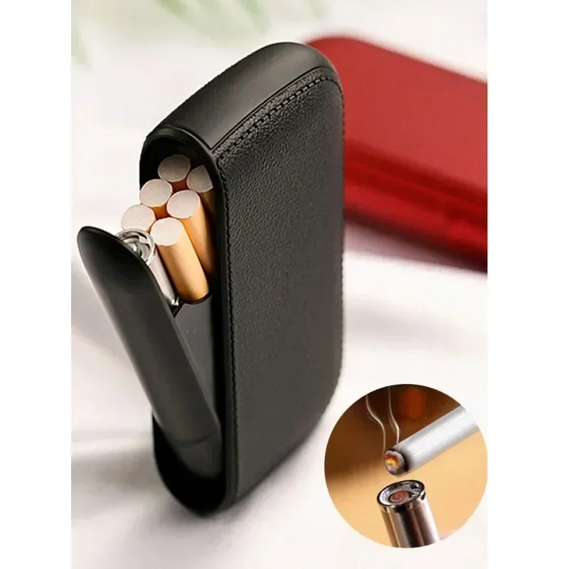 Newest Imitation Leather Cigarette Case with USB Tungsten Electronic Lighter Cigarette Case Men's Exquisite Gift Cigarette Tool
Newest Imitation Leather Cigarette Case with USB Tungsten Electronic Lighter Cigarette Case Men's Exquisite Gift Cigarette Tool
