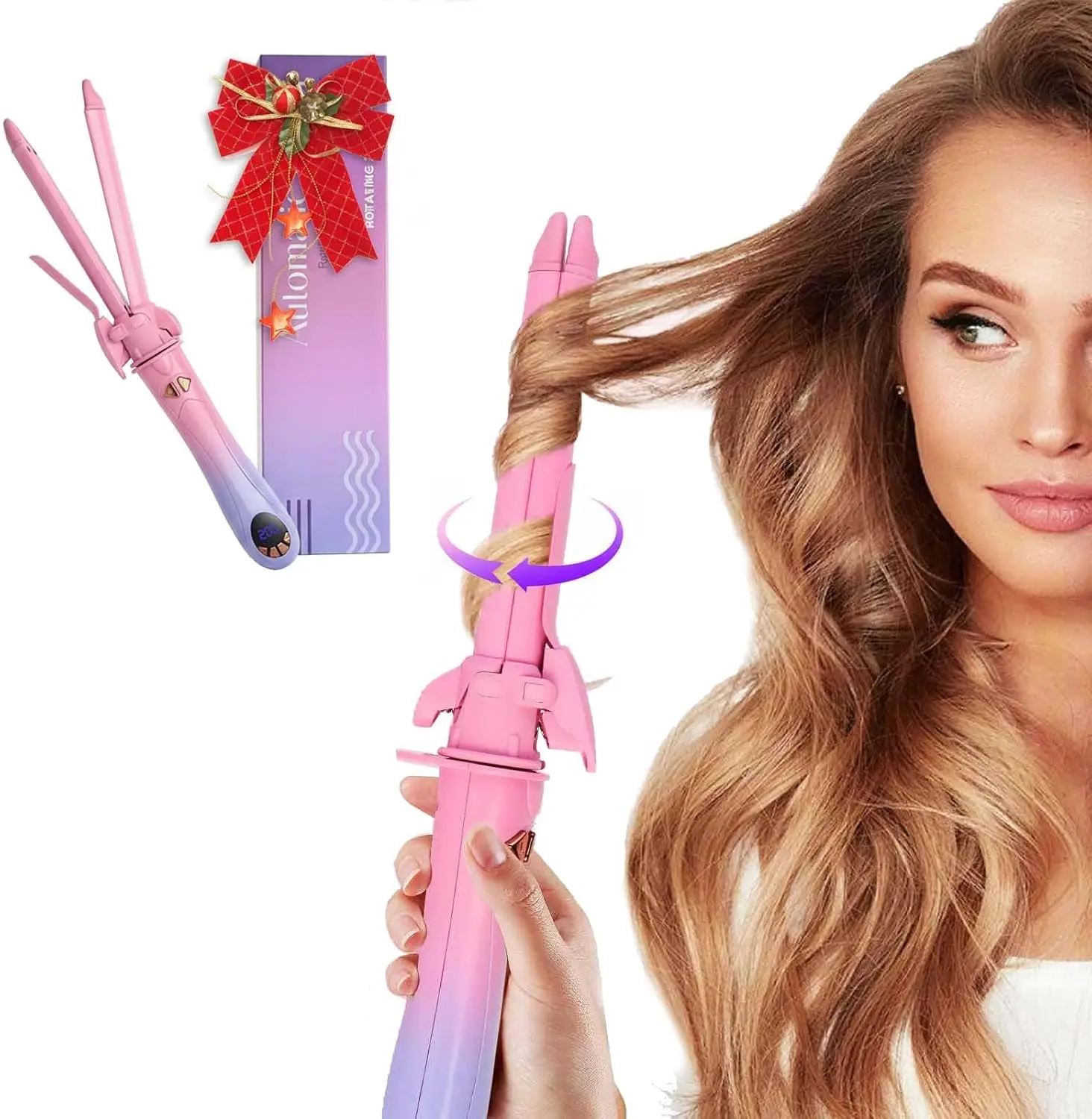 Автоматическая вращающаяся плойка-выпрямитель 2-в-1 - регулируемая температура, быстрый нагрев, интеллектуальное отключение, розовый цвет
Автоматическая вращающаяся плойка-выпрямитель 2-в-1 - регулируемая температура, быстрый нагрев, интеллектуальное отключение, розовый цвет