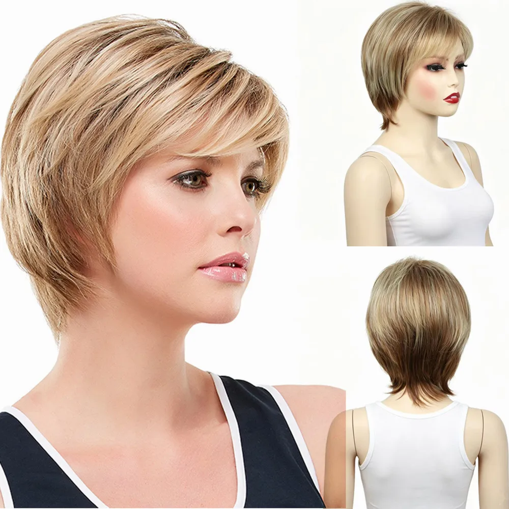 Women Short Layered Pixie Bob Wig Brown Blonde Highlight Synthetic Heat Resistant Wigs With Bangs Daily Fashion Wig For Women
Women Short Layered Pixie Bob Wig Brown Blonde Highlight Synthetic Heat Resistant Wigs With Bangs Daily Fashion Wig For Women