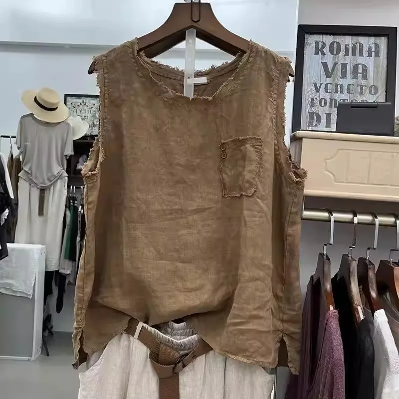 Loose Linen Sleeveless round Neck Vest Artistic Men's Summer Fashion Outerwear H-Shape Backless Top Youth Casual Wear
Loose Linen Sleeveless round Neck Vest Artistic Men's Summer Fashion Outerwear H-Shape Backless Top Youth Casual Wear