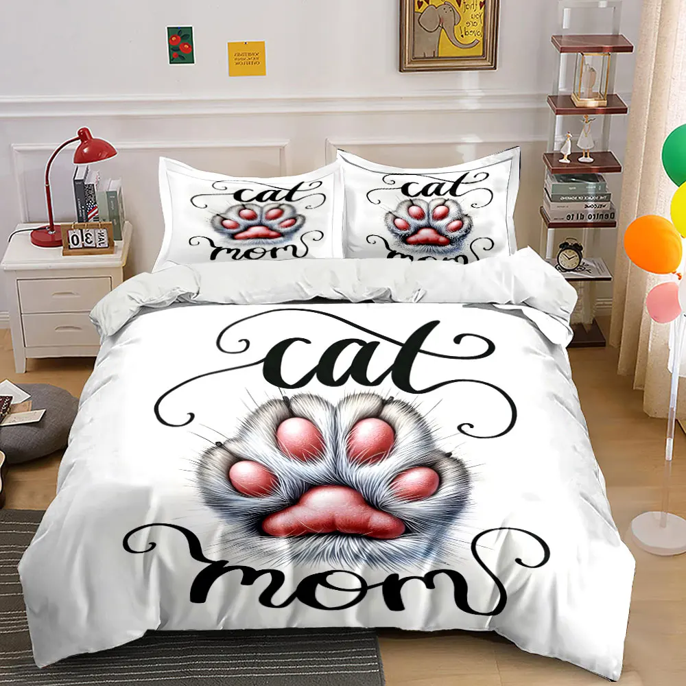 Cat Paw and Creative Typography Print Bedding Set 1 Duvet Cover 2 Pillowcases for Adult and Children Luxury Gift Full Size
Cat Paw and Creative Typography Print Bedding Set 1 Duvet Cover 2 Pillowcases for Adult and Children Luxury Gift Full Size