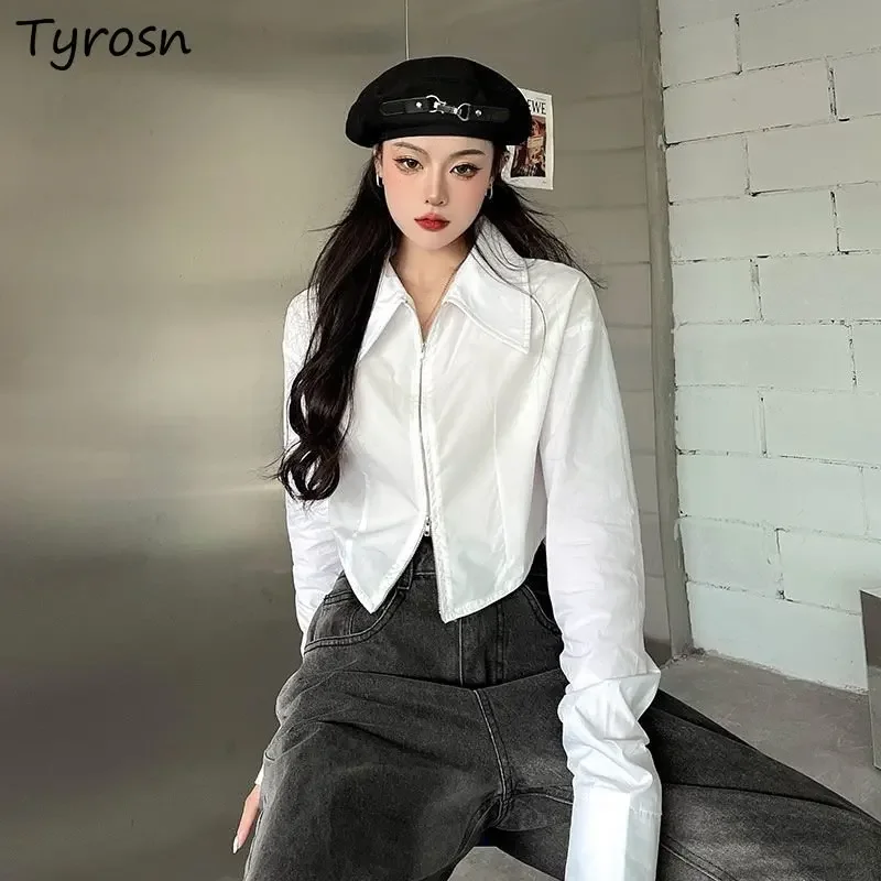 Женские рубашки, простой однотонный элегантный дизайн, универсальные сексуальные укороченные модные осенние женские топы в корейском стиле с отложным воротником для отдыха
Женские рубашки, простой однотонный элегантный дизайн, универсальные сексуальные укороченные модные осенние женские топы в корейском стиле с отложным воротником для отдыха