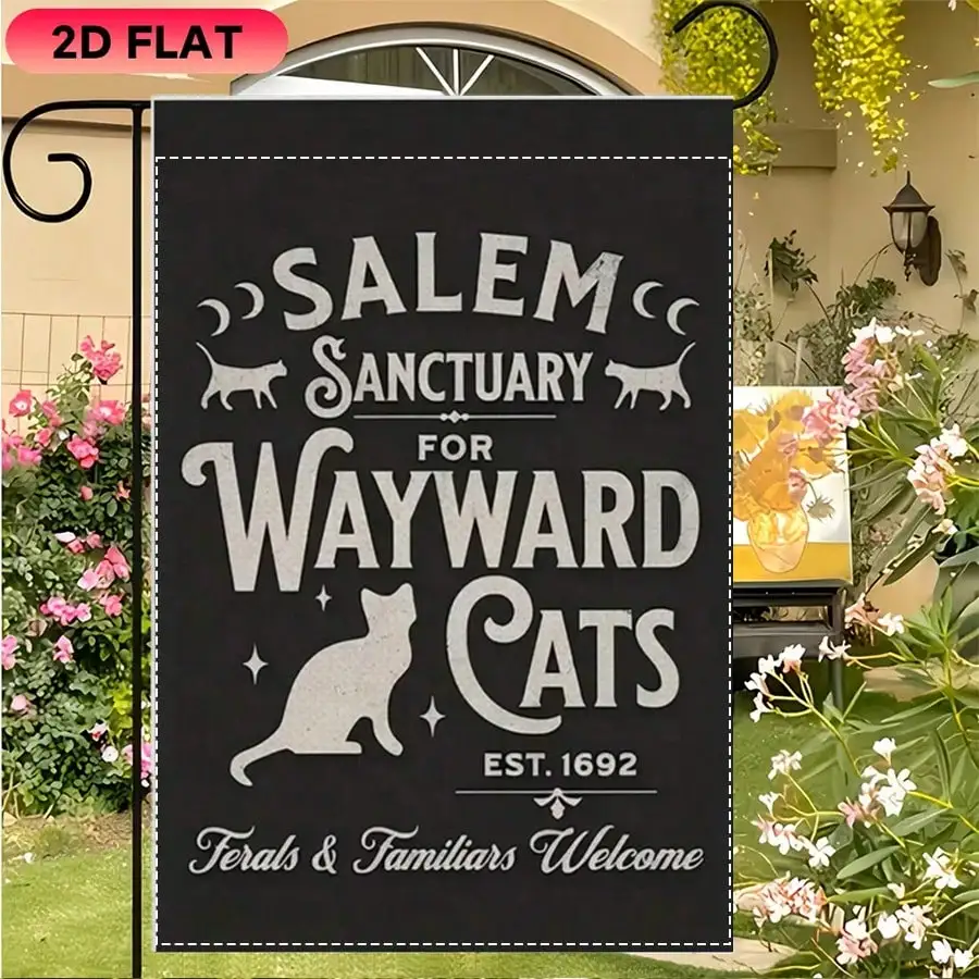 1pc Salem Sanctuary for Wayward Cats Garden Flag, Ferals & Familiars Welcome Est.1692 Witchy Cat Outdoor Decor for Lawn Garden Cat Lover Decorative
1pc Salem Sanctuary for Wayward Cats Garden Flag, Ferals & Familiars Welcome Est.1692 Witchy Cat Outdoor Decor for Lawn Garden Cat Lover Decorative