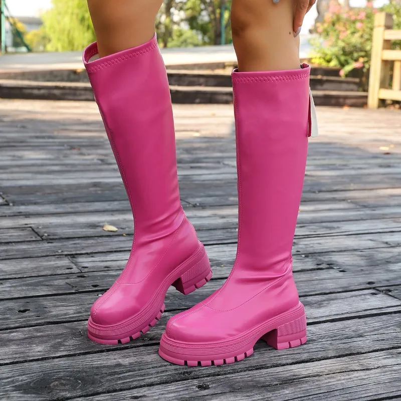 Высокие сапоги, женские новые нескользящие узкие ботинки на платформе с круглым носком и застежкой-молнией сзади
Высокие сапоги, женские новые нескользящие узкие ботинки на платформе с круглым носком и застежкой-молнией сзади