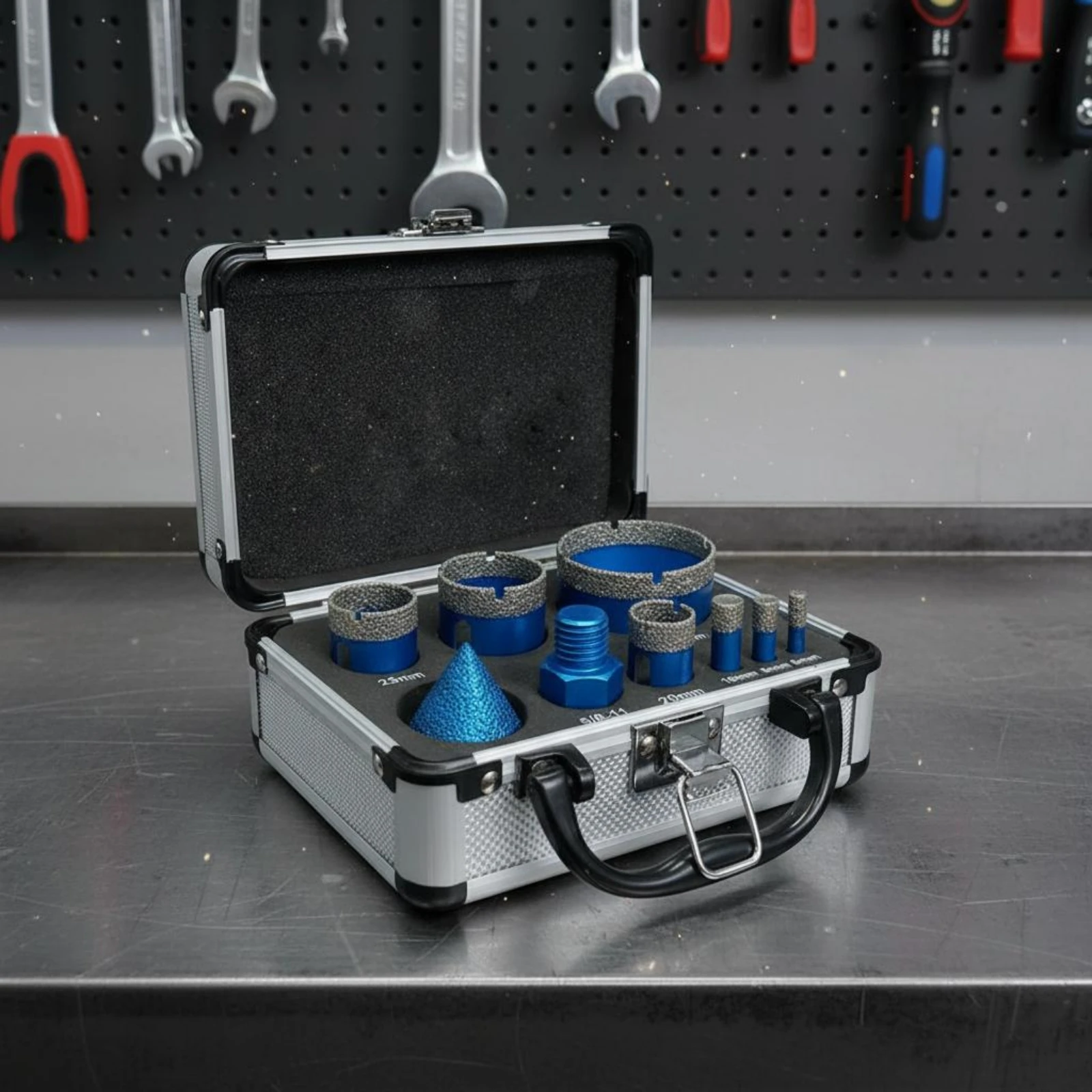 9 Pieces Diamond Hole Saw Set Hard Materials Diamond Hole Saw Kit Drilling Tools High Precision Clean Cutting
9 Pieces Diamond Hole Saw Set Hard Materials Diamond Hole Saw Kit Drilling Tools High Precision Clean Cutting