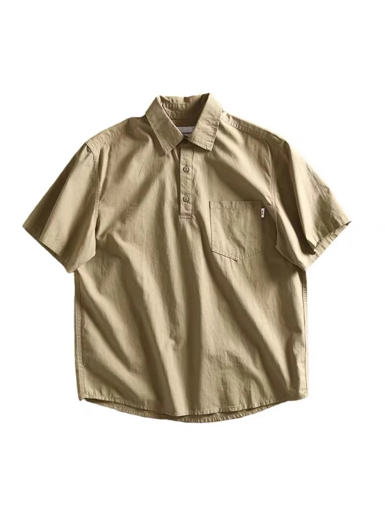Vintage Japanese Style Short Sleeve Polo Cargo Shirt for Men, Summer Loose Trendy Handsome Half Placket Casual Button Down Shirt
Vintage Japanese Style Short Sleeve Polo Cargo Shirt for Men, Summer Loose Trendy Handsome Half Placket Casual Button Down Shirt
