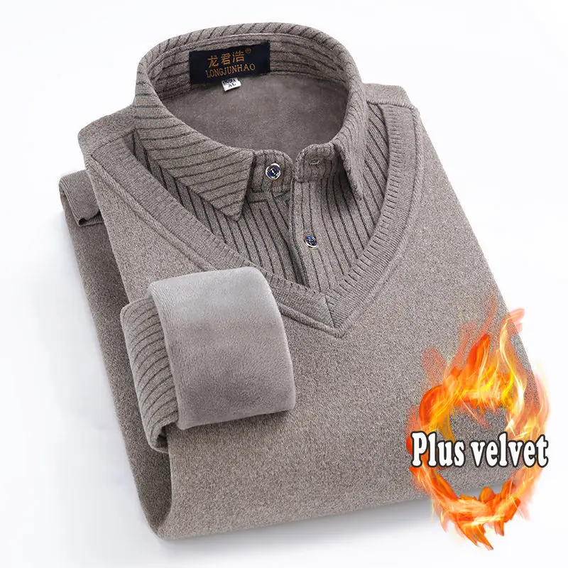 Свободный мужской искусственный свитер из двух частей, вязаный свитер, воротник рубашки, утолщенный теплый зимний новый топ с воротником-стойкой
Свободный мужской искусственный свитер из двух частей, вязаный свитер, воротник рубашки, утолщенный теплый зимний новый топ с воротником-стойкой