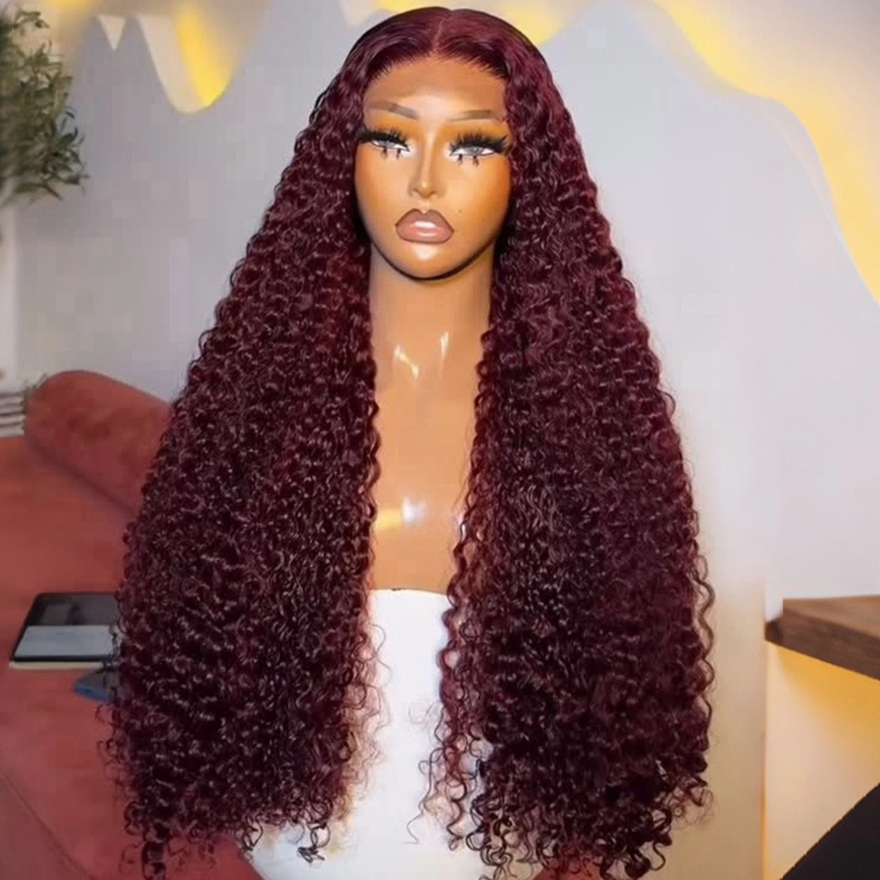 99J Red Burgundy Color 13X4X1 HD Full Lace Frontal Synthetic Wig Ponytail Deep Curly Prepluck Daily Party Heat Resistant Fiber
99J Red Burgundy Color 13X4X1 HD Full Lace Frontal Synthetic Wig Ponytail Deep Curly Prepluck Daily Party Heat Resistant Fiber