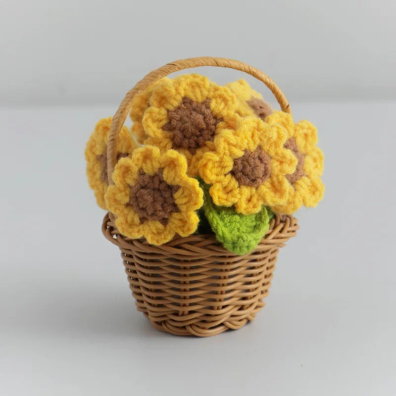 Handmade Crocheted Flower with Basket Cute Finished Woven Sunflowers Daisy Rose Small Flowers Potted Desktop Decoration
Handmade Crocheted Flower with Basket Cute Finished Woven Sunflowers Daisy Rose Small Flowers Potted Desktop Decoration