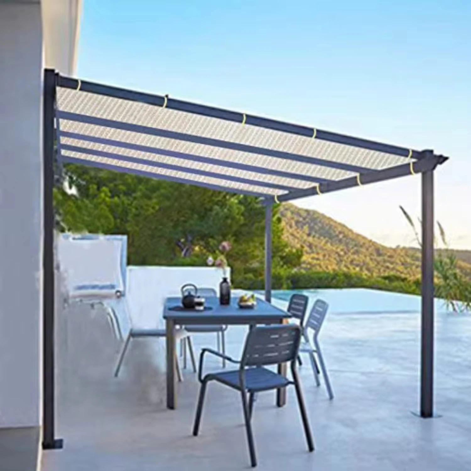 12 ft. x 10 ft. Shade Panel Block 90% of UV Rays with Ready-Tie Ribbon Pergola Gazebo Porch
12 ft. x 10 ft. Shade Panel Block 90% of UV Rays with Ready-Tie Ribbon Pergola Gazebo Porch