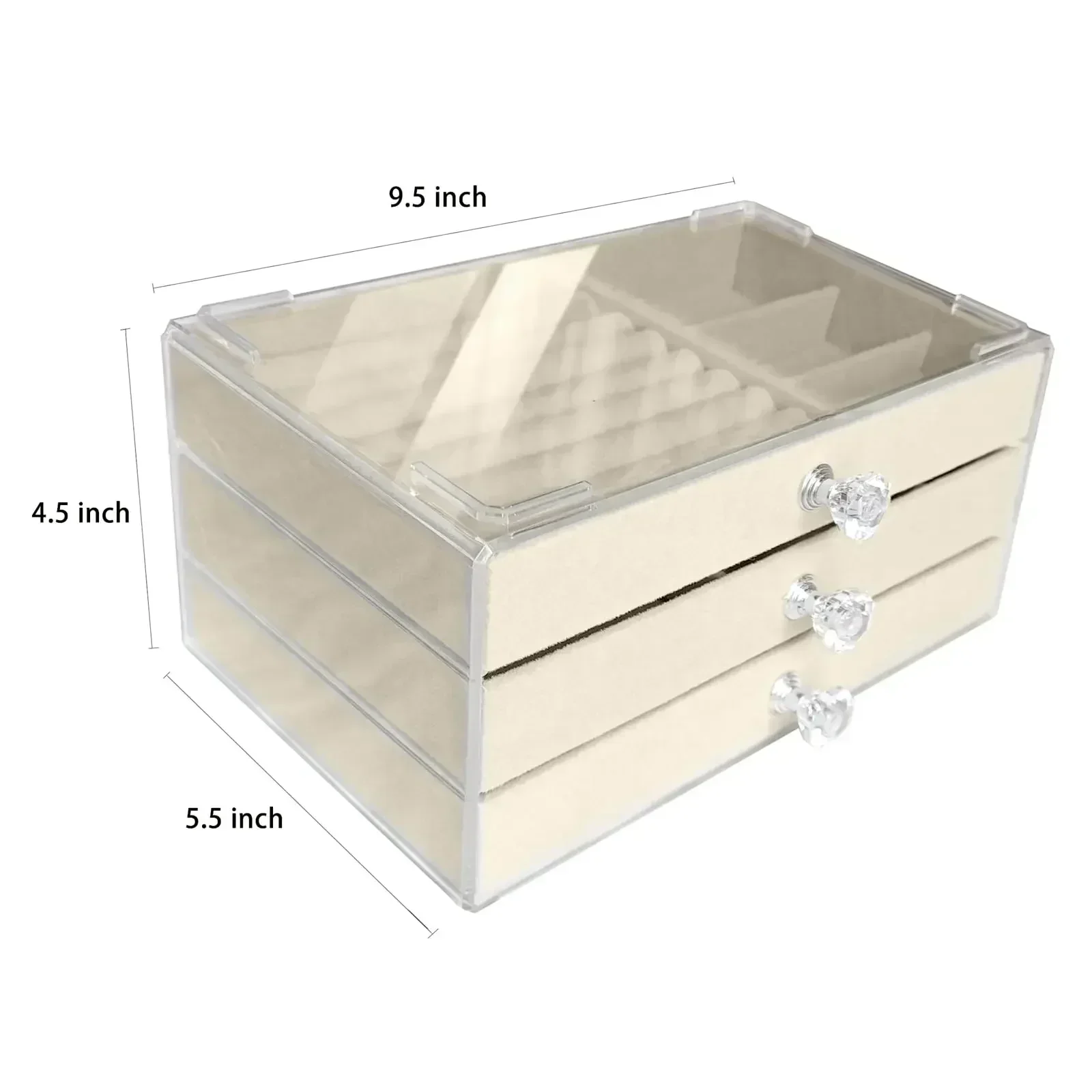 Three-layer velvet jewelry storage box, stud earrings storage box, dust-proof drawer-style jewelry box for accessories, dressing
Three-layer velvet jewelry storage box, stud earrings storage box, dust-proof drawer-style jewelry box for accessories, dressing
