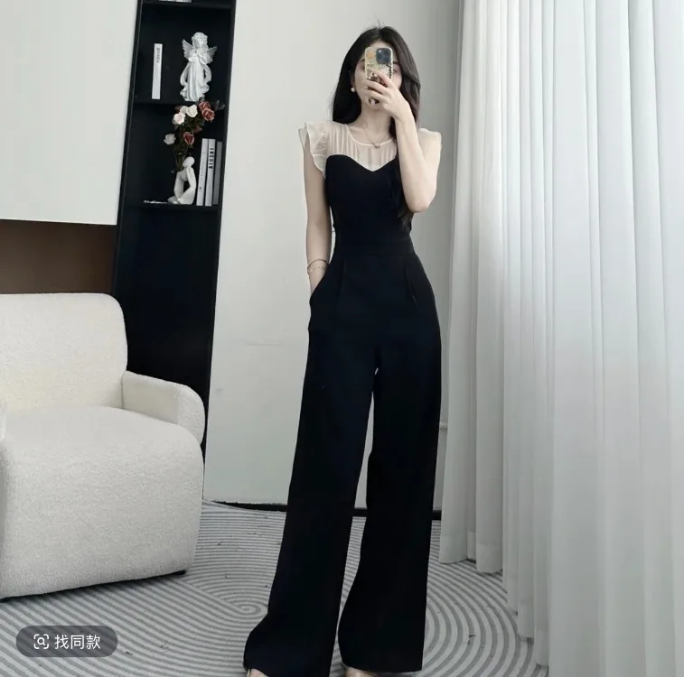 New Summer High End Jumpsuit Women Elegant Patchwork Slim Waist Ruffles Sleevless Contrast Color Wide Leg Pants Rompers
New Summer High End Jumpsuit Women Elegant Patchwork Slim Waist Ruffles Sleevless Contrast Color Wide Leg Pants Rompers