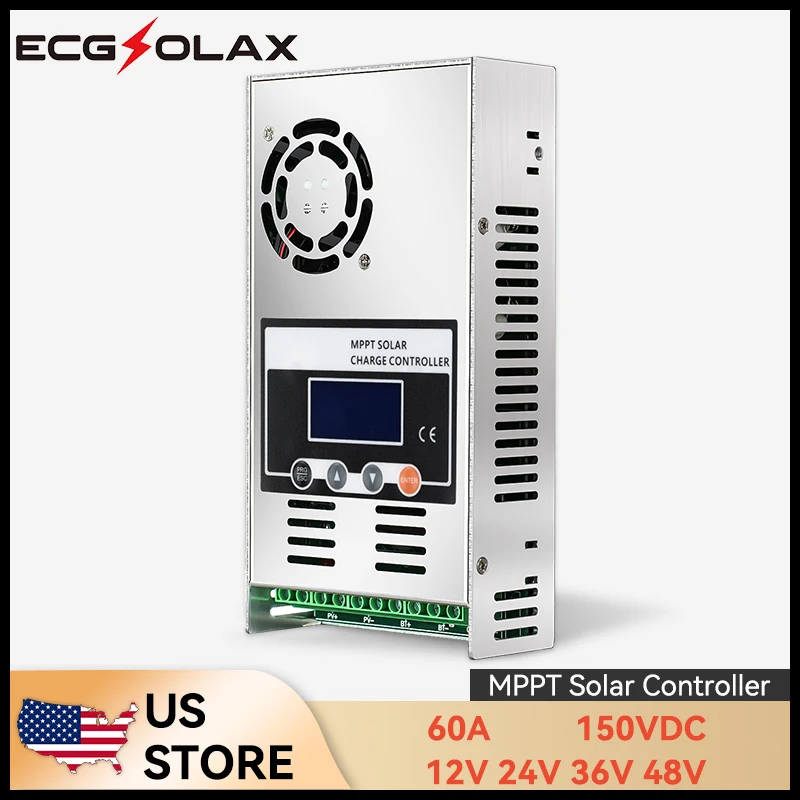 ECGSOLAX Solar Regulator 60A MPPT solar controller12V 24V 36V 48V battery charge controller Solar Charging Controller Max PV150V
ECGSOLAX Solar Regulator 60A MPPT solar controller12V 24V 36V 48V battery charge controller Solar Charging Controller Max PV150V