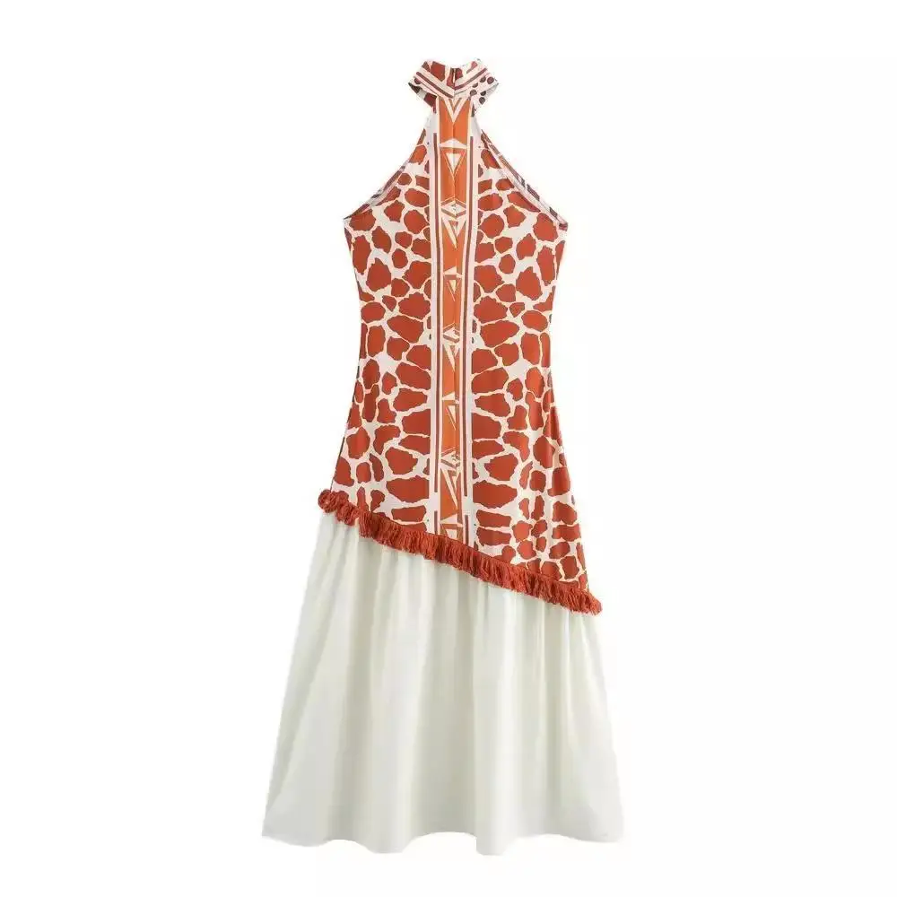 Printed Fringe Embellishments Patchwork Neck Hanging Sleeveless Off Shoulder Slim Fit Casual Dress In Stock for Quick Delivery
Printed Fringe Embellishments Patchwork Neck Hanging Sleeveless Off Shoulder Slim Fit Casual Dress In Stock for Quick Delivery