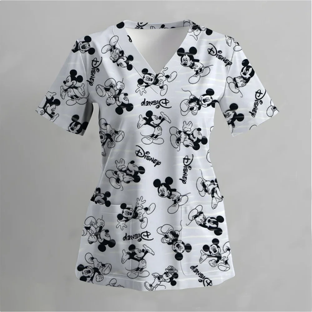 V-Neck Pocket Mickey Mouse Care Workers T-Shirt Tops Clinic Working Clothing Women Short Sleeve Scrub Print Nurse Uniform
V-Neck Pocket Mickey Mouse Care Workers T-Shirt Tops Clinic Working Clothing Women Short Sleeve Scrub Print Nurse Uniform